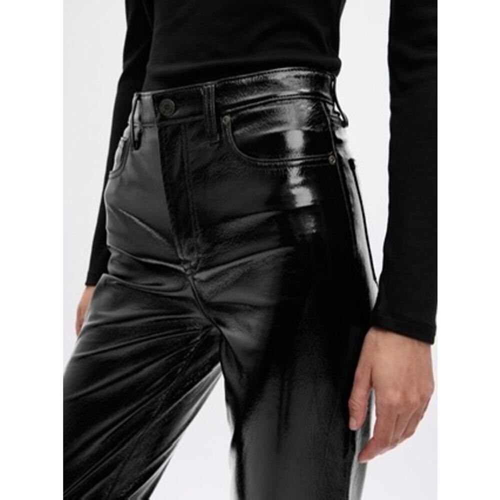 GAP High Rise Vegan Patent Leather Vintage Slim Pants Size 4 Petite NWT - Picture 3 of 9